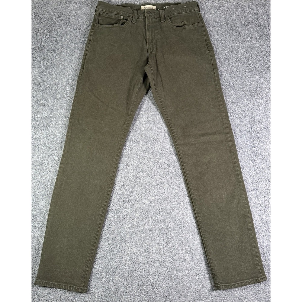 Madewell Jeans Mens 32x32 Athletic Slim Olive Green Denim 5 Pocket Flex Stretch